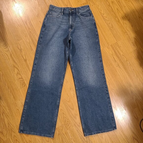 HOLLISTER ULTRA HIGH-RISE BAGGY JEANS WIDE LEG RIGID 100% COTTON DENIM sz 4R/27R - Picture 2 of 6